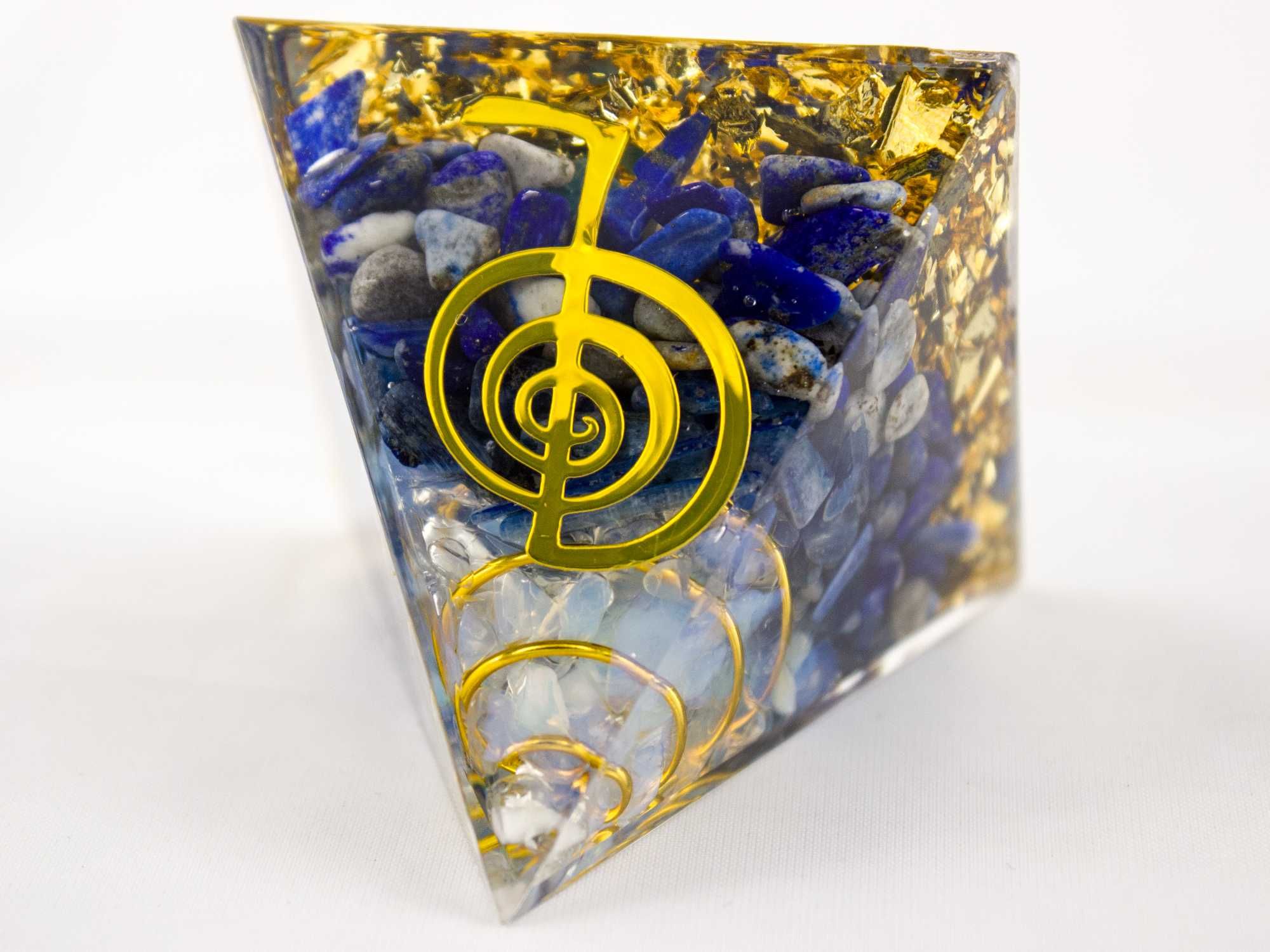 Piękna Piramidka Orgonit Sodalit Lazuryt Opal Klucz Harmonia 5 cm