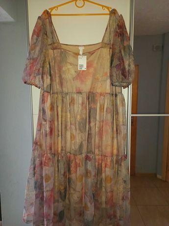 H&M piękna letnia sukienka falbany 52/54