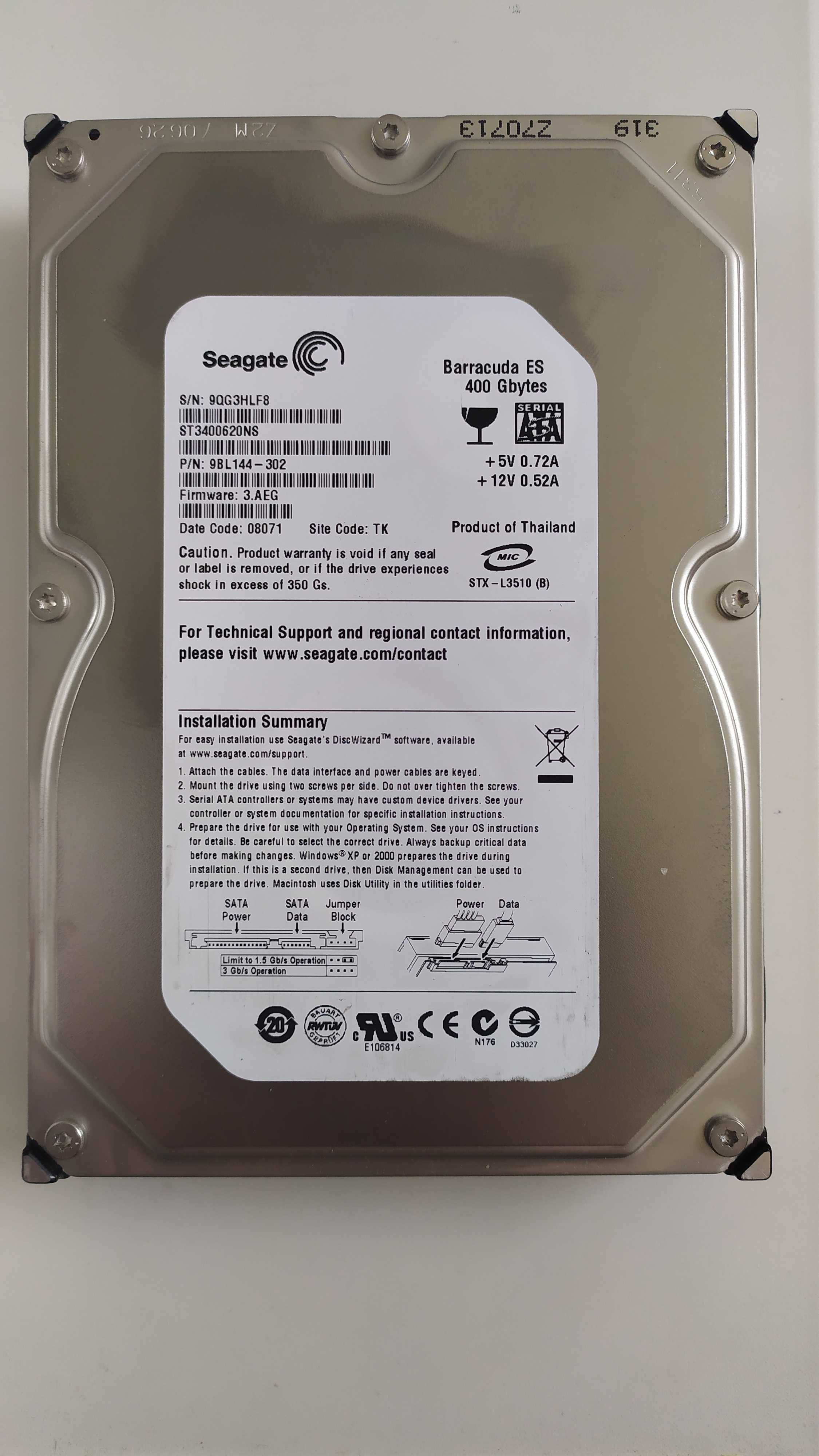 HDD Жесткий диск 400 ГБ Seagate Barracuda ES ST3400620NS 3.5" 16Mb