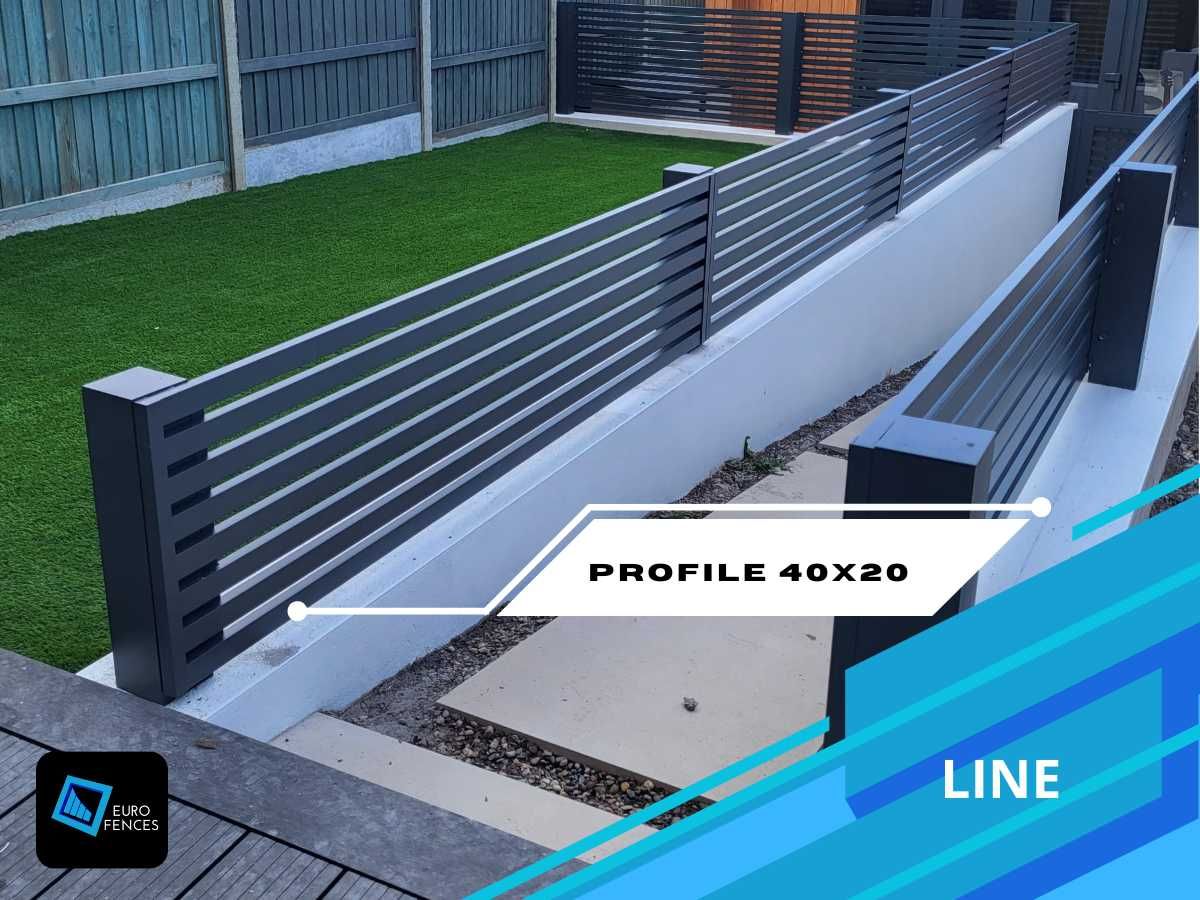 Nowoczesne poziome ogrodzenia aluminiowe Line - Polski producent