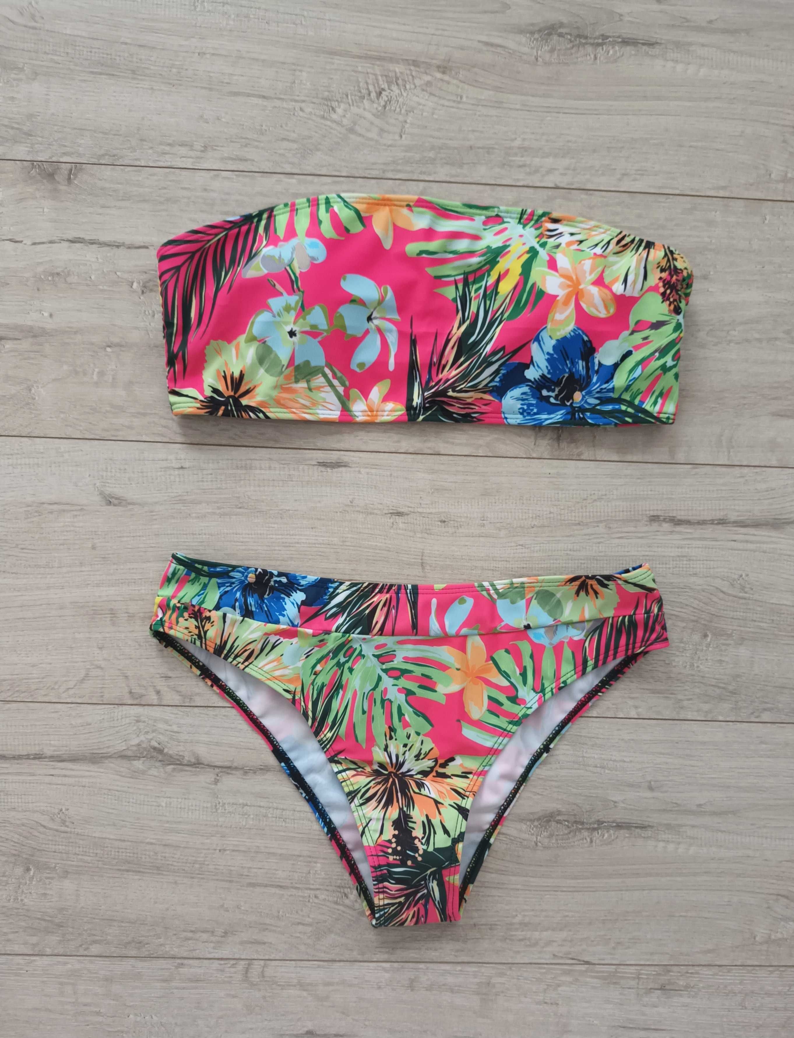 Nowy kostium strój kąpielowy bandeau, r. L kąpielówki