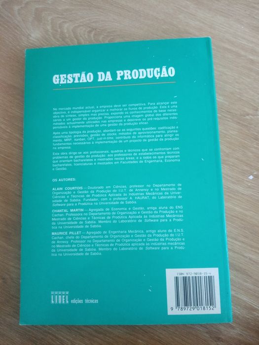 Gestão da produção de A. Courtois, M. Pillet e C. Martin