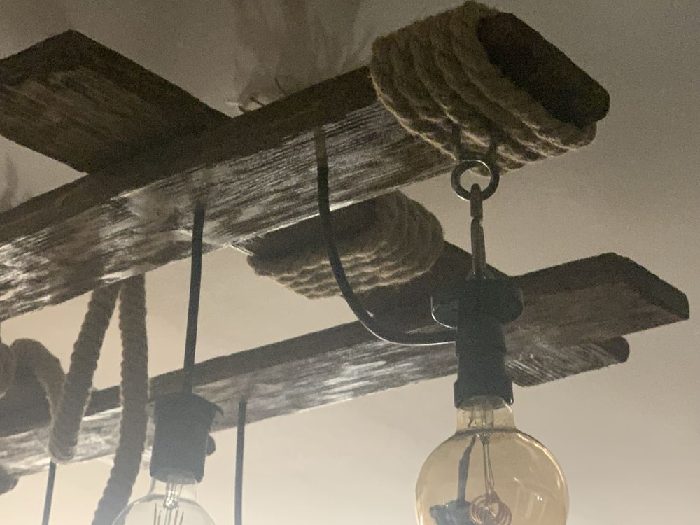 Lampa wisząca drewniana / żyrandol drewniany rekodzielo