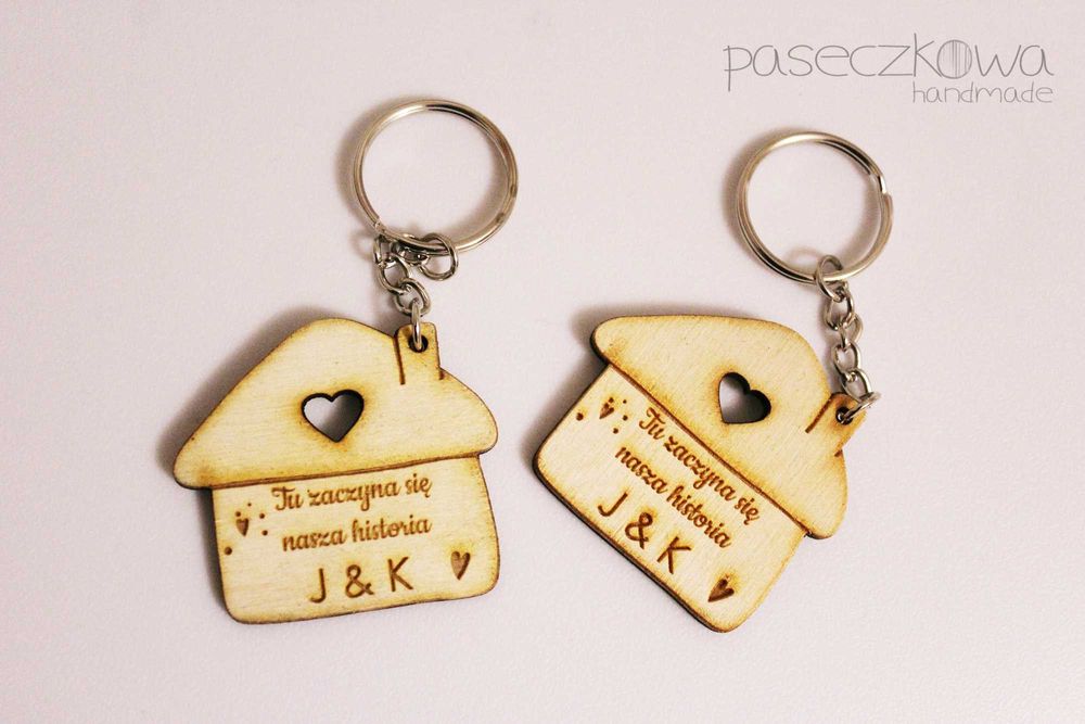 Brelok breloczek drewniany grawer PERSONALIZACJA serce koniczynka