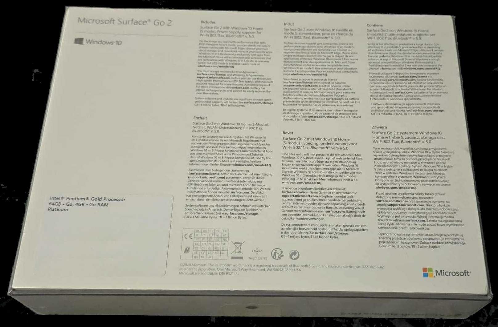 Microsoft Surface Go 2 – 64GB / 4GB RAM + Windows 10 zafoliowany