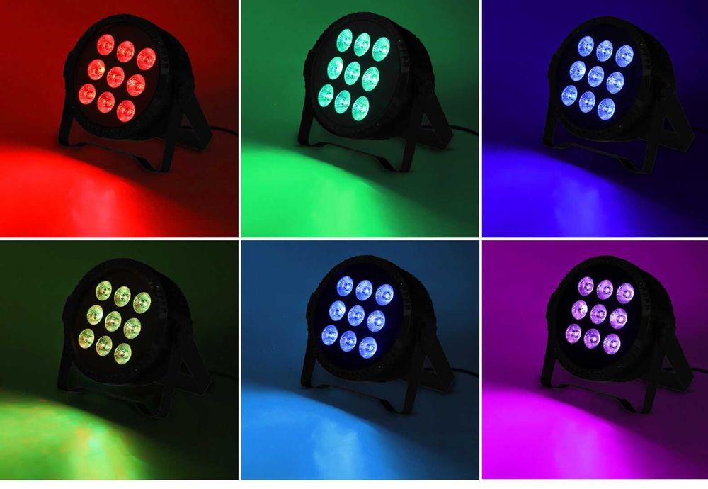 Reflektor PAR LED 9x10W RGBW na Statywie z regulacją wysokości do 2m