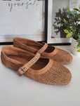 Brązowe słomkowe buty wsuwane baleriny boho 43