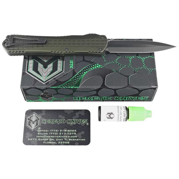 Nóż automatyczny OTF Heretic Manticore X D/E Green Frag Aluminium,