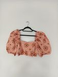 Zara krótki top z bufkami haftowany haft crop top L