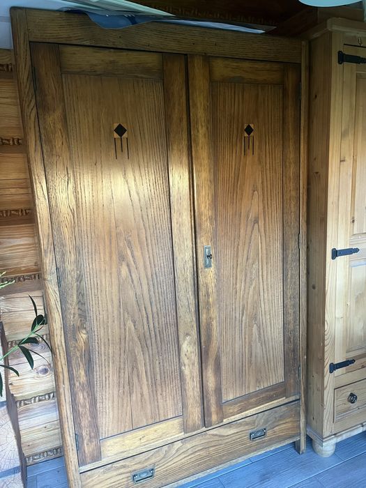 Szafa dwudrzwiowa stara, szuflada, wiejska