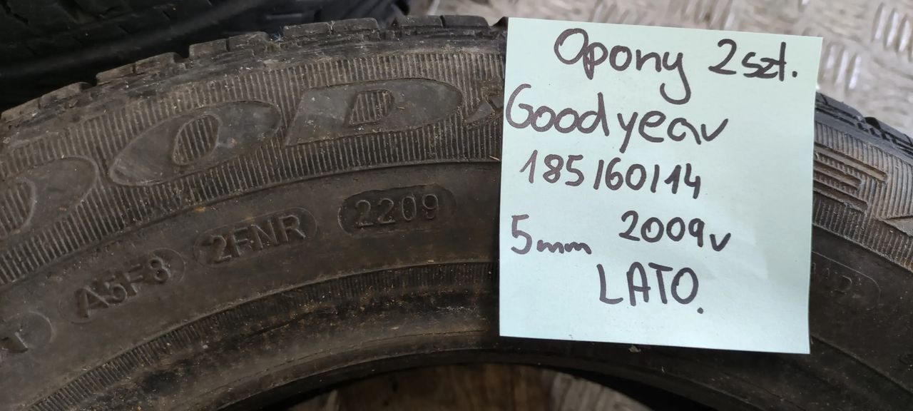 opony 2szt goodyear 185/60 R14 2009r 5mm