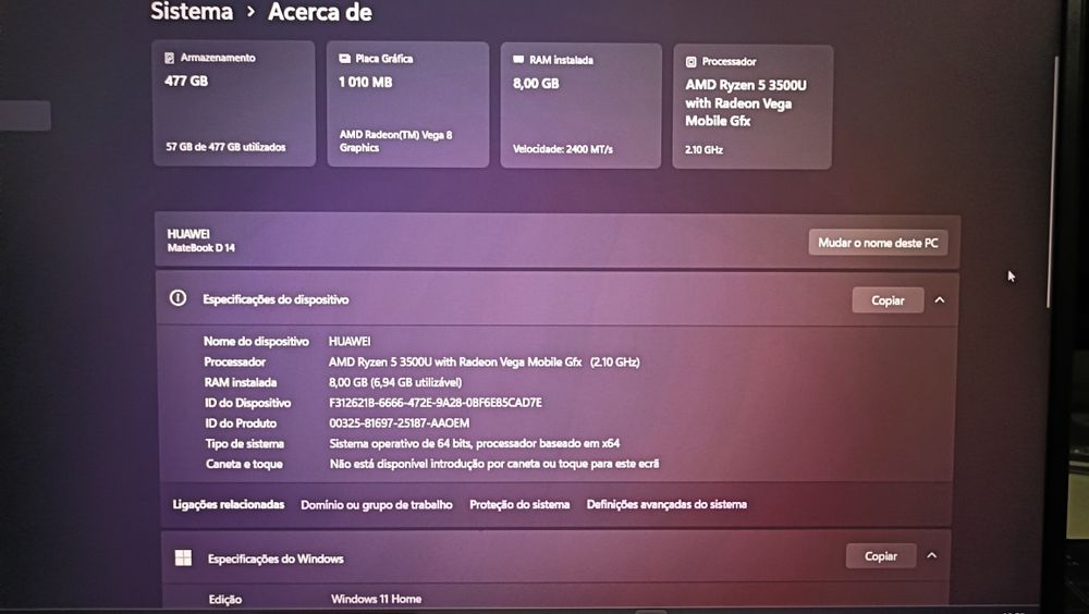 Huawei matebook d14 em bom estado