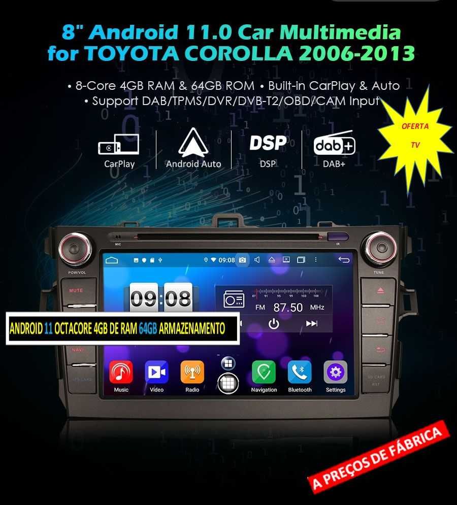 Auto-rádio 2 din Android 13 Toyota AURION CAMRY COROLLA AURIS ALTIS