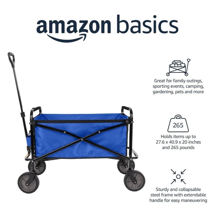 Amazon Basics Składany wózek do ogrodu, składany, transportowy