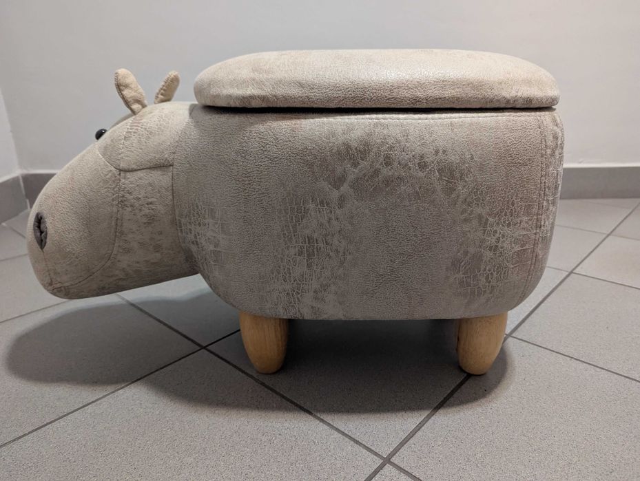 Pufa zwierzak ze schowkiem ekoskóra jasnoszara HIPPO