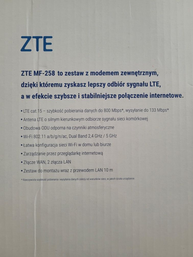 ZTE MF258 ODU-IDU router zewnętrzny LTE CAT. 15