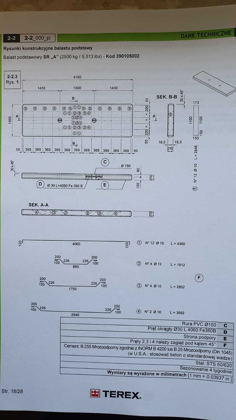 Balast podstawy żurawia 2500 kg        SR "A"