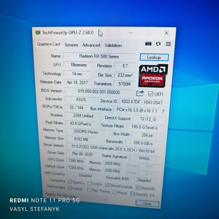 Karta graficzna Asus Radeon RX580 8GB ROS-STRIX-RX580