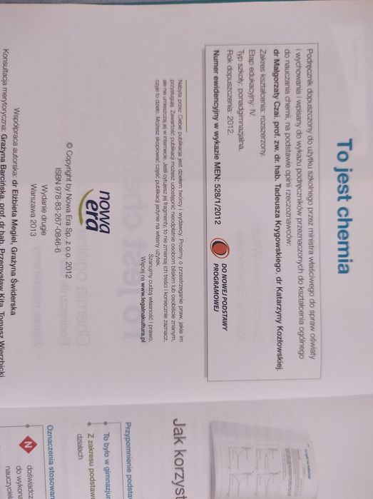 To jest chemia 1, podręcznik, zakres rozszerzony, wydawnictwo nowa era