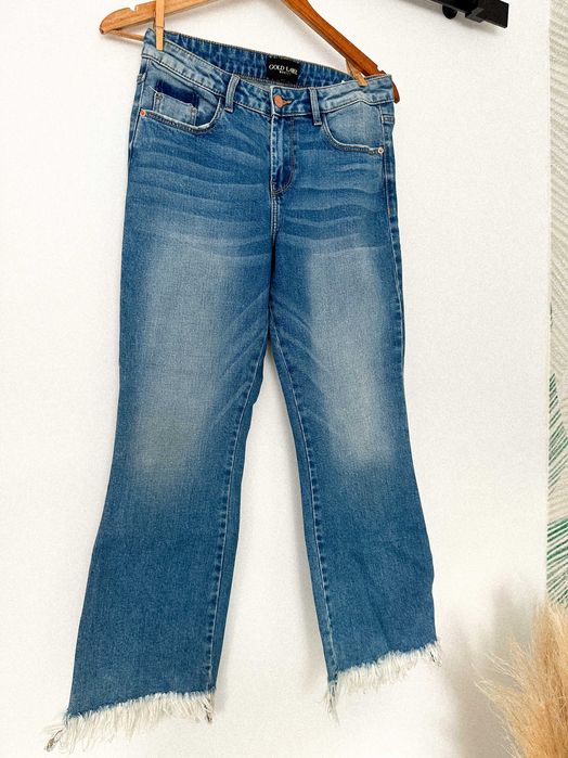 Jeansy damskie frędzle 36 / 38 S / M chinosy dżinsy