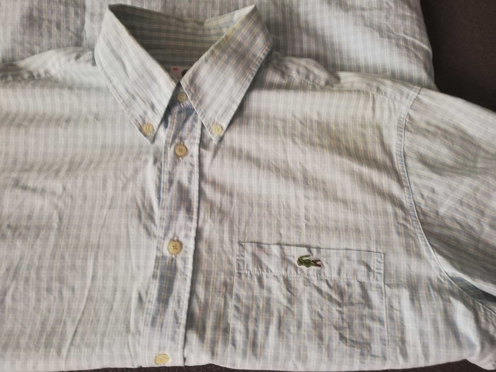 Oryginalna koszula z krótkim rękawem w niebieską kratkę LACOSTE  L(40)