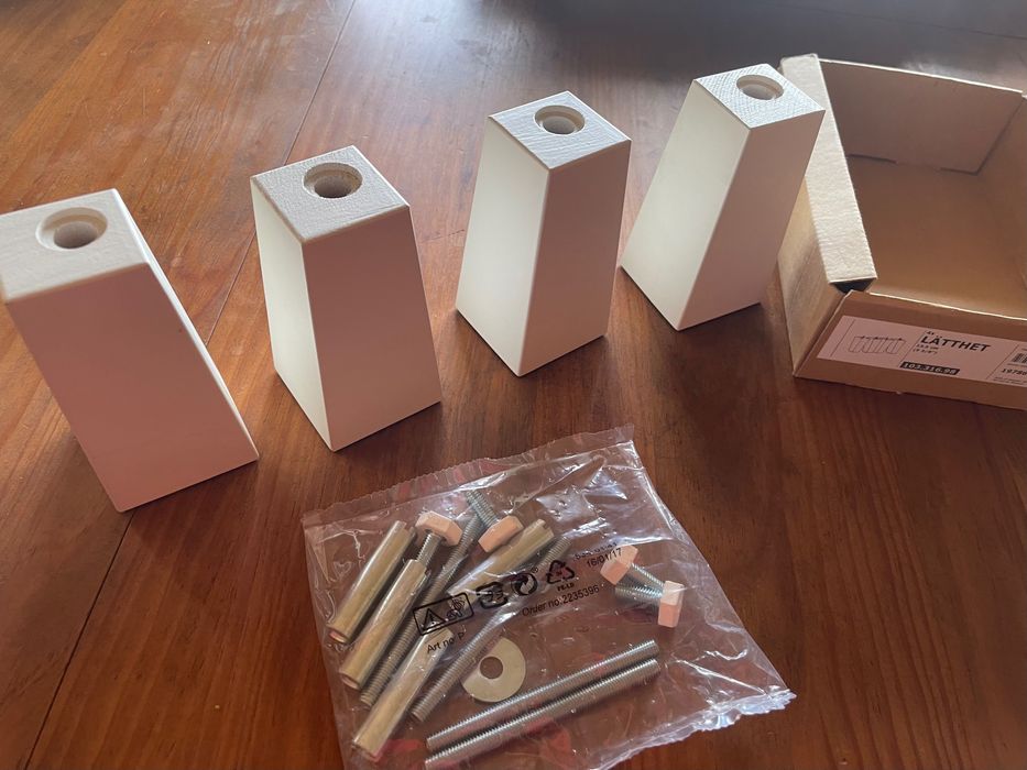 LÄTTHET - 4 pés brancos para móveis  / madeira, 11 cm IKEA