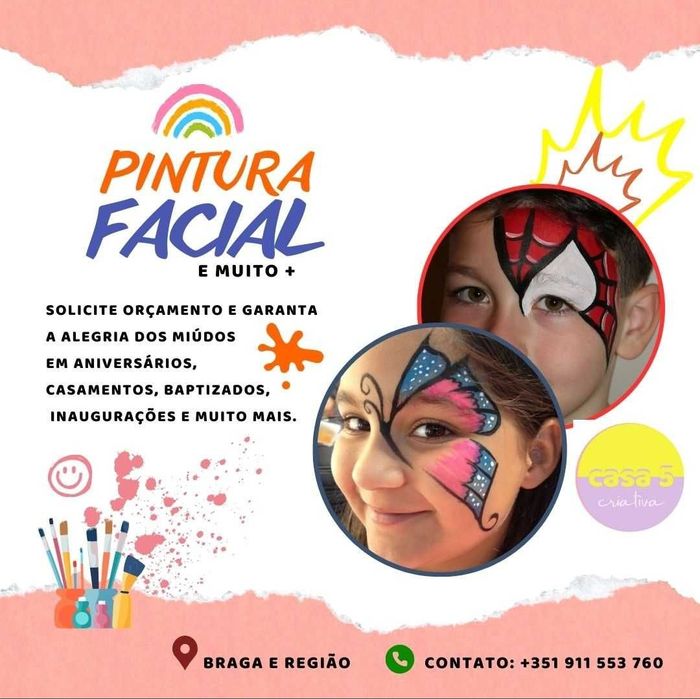 Pinturas faciais e Animação de Festa