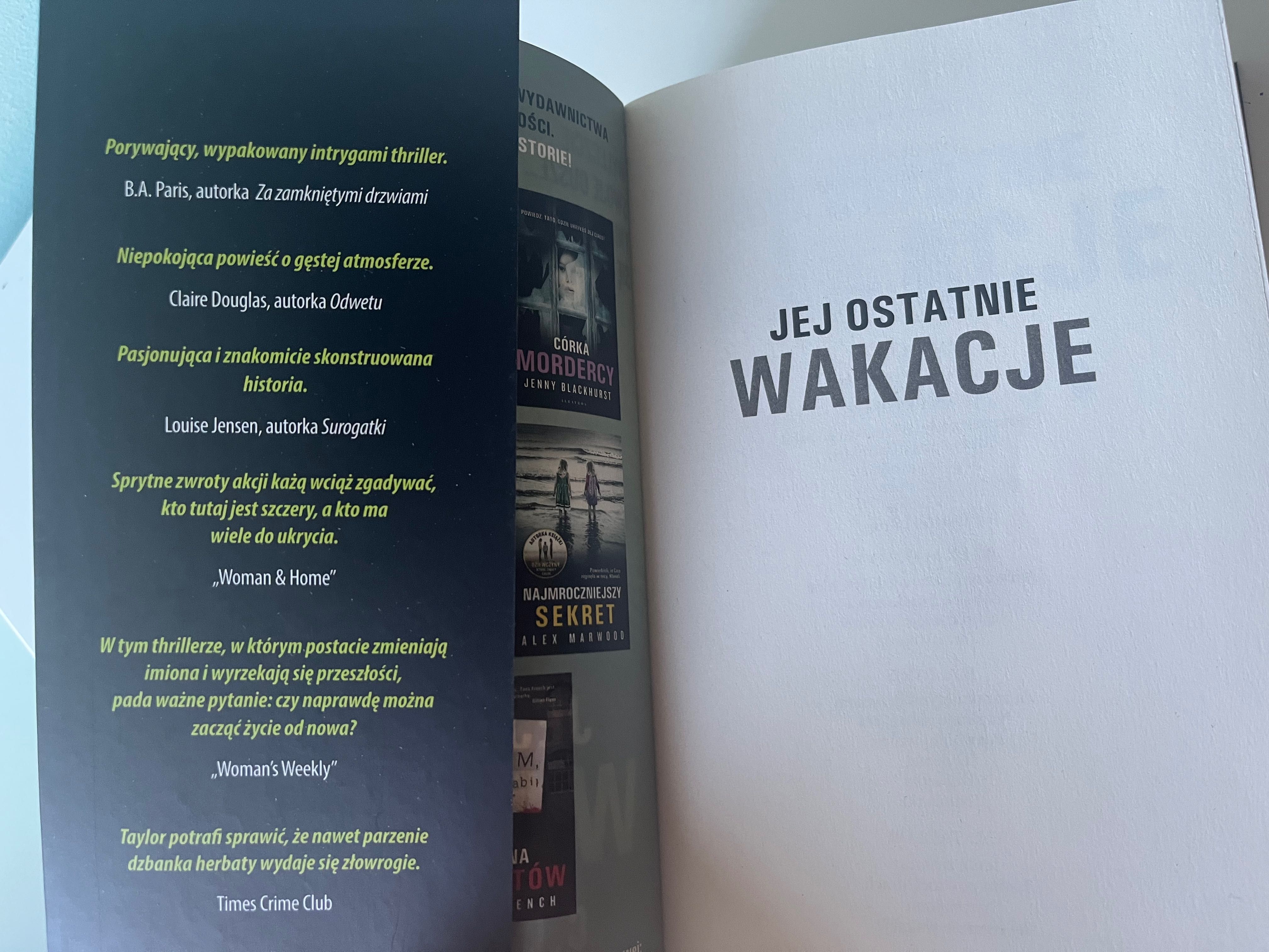 Książka „Jej ostatnie wakacje”