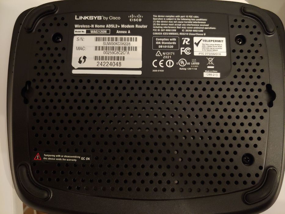 Linksys Modem Router WAG120N Wireless-N Home ADSL2+ Annex A