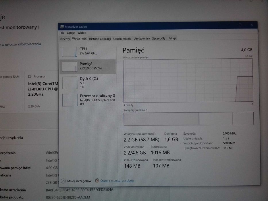 Laptop Fujitsu Lifebook E449, Core i3 8130U, DDR4 4GB, SSD 256GB, Full
