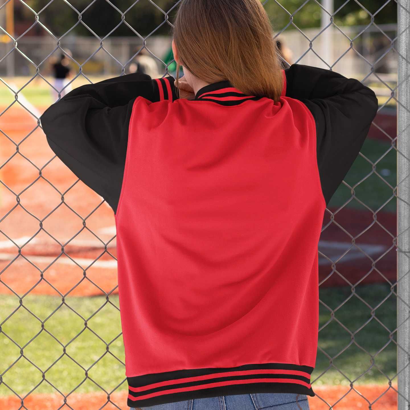 Casaco Universitário/Baseball vermelho unisex para Criança