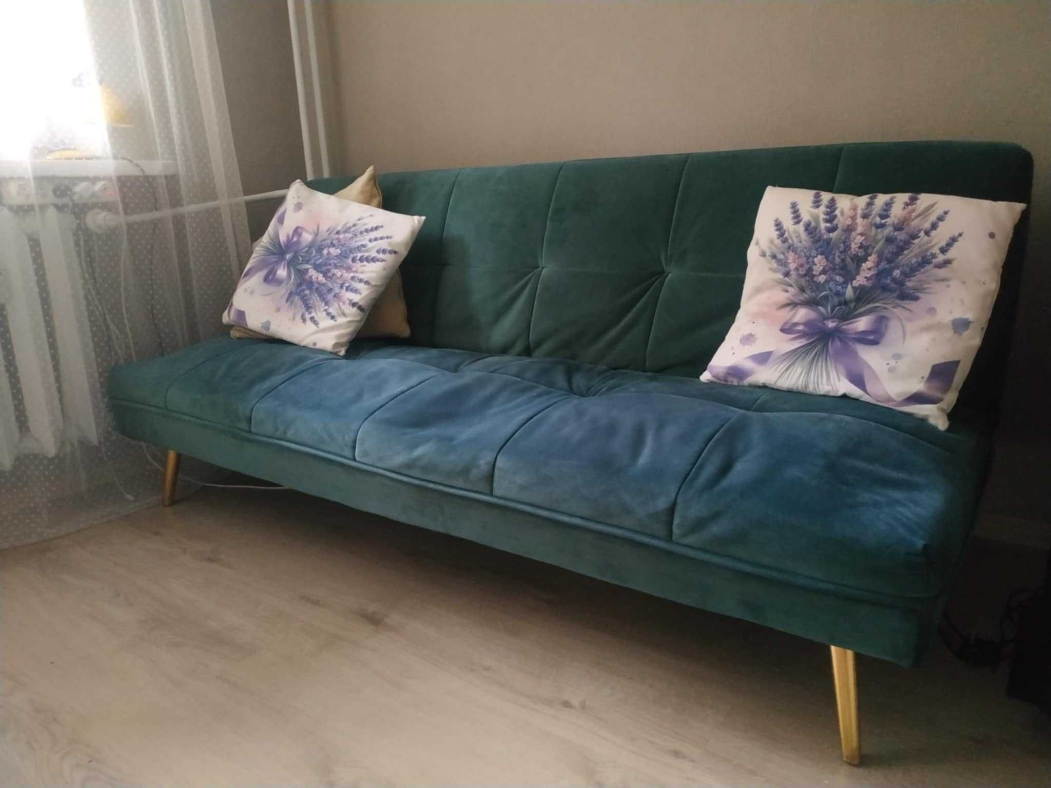 Sofa rozkładana butelkowa zieleń