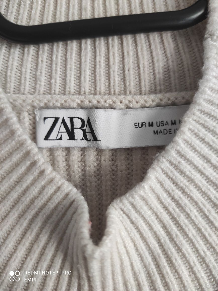 Zara M ciepły pół golf jesień zima kremowy