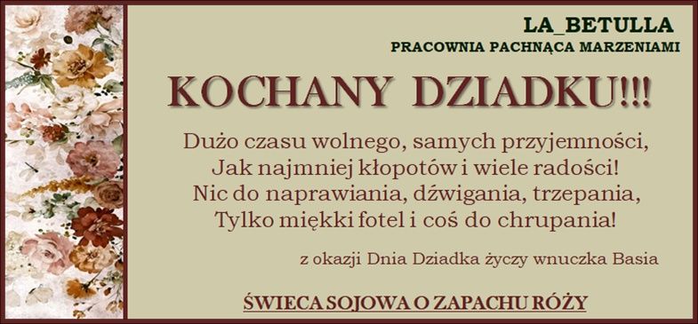 Świeca sojowa dzień babci i dziadka prezent box