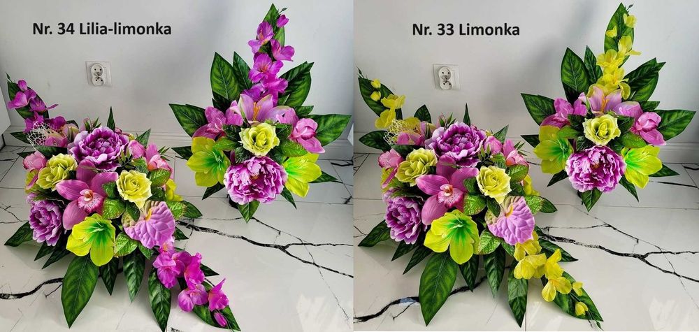 Komplet Stroik na grób, Cmentarz, Kompozycja kwiatowa ,Wiązanka bukiet