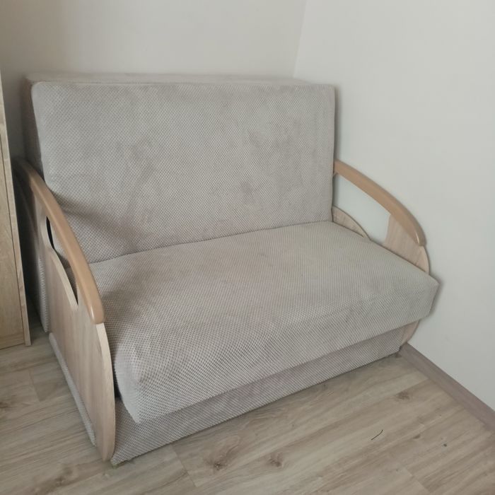 Łóżko rozkładane dąb sonoma , beżowa tapicerka