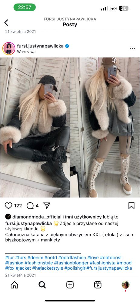 Kurtka z obszyciem obszernym z lisa justyna pawlicka fursi