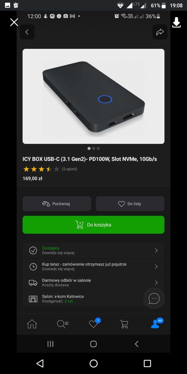 Stacja Dokująca HUB do Konsol USB-C 3.2 PD100W Slot NVMe 10Gbs HDMI 4K