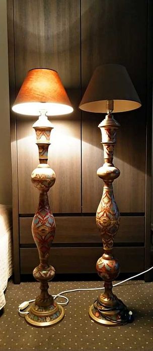 unikalna stylowa lampa stojąca lub stołowa metal mosiądz 2szt - GRUZJA