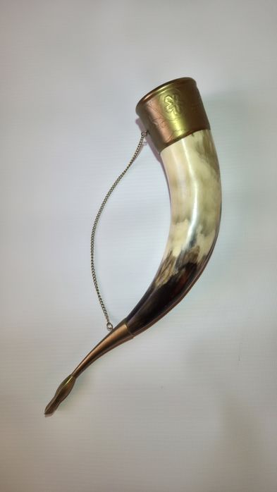 Róg myśliwski - Niemcy lata 60. Róg obfitości do picia, Mosiądz, 33 cm