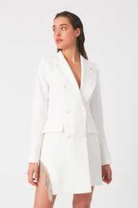 Нарядное белое платье пиджак блейзер жакет бахрома камни классическое