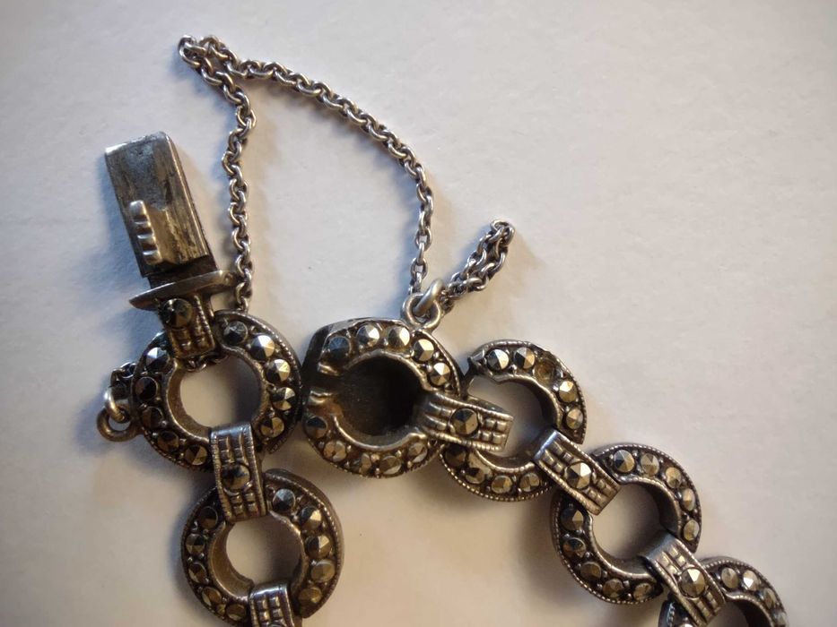 Stare srebro 835 piękna bransoletka markazyty