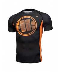 PIT BULL RASHGUARD MESH orange dog czarny