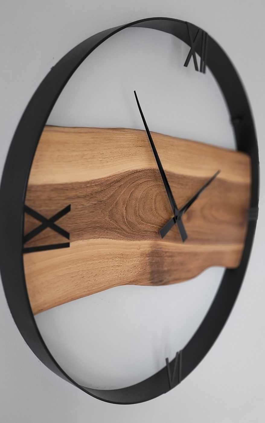 Zegar ścienny 60cm naturalne drewno orzechowe.Loft, Rękodzieło Prezent