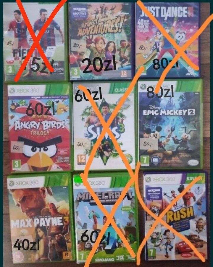 Gry Xbox 360 różne ceny widoczne na zdjęciach