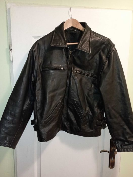 Kurtka Czarna Skórzana Męska Używana pikowana Vintage 80s