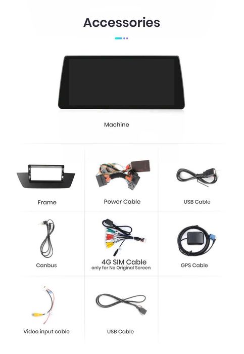 Rádio 4G p/ BMW X1: CarPlay, Android Auto GPS BT (4/64GB) NOVO