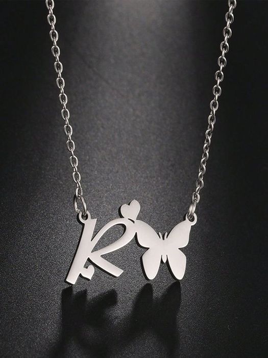 Срібна підвіска з буквою вашого імені з метеликом, подвеска, кулон