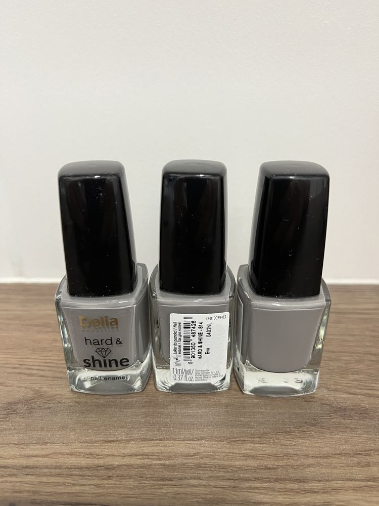 Delia lakier do paznokci klasyczny Hard&Shine Szary 11 ml NOWY 3 szt