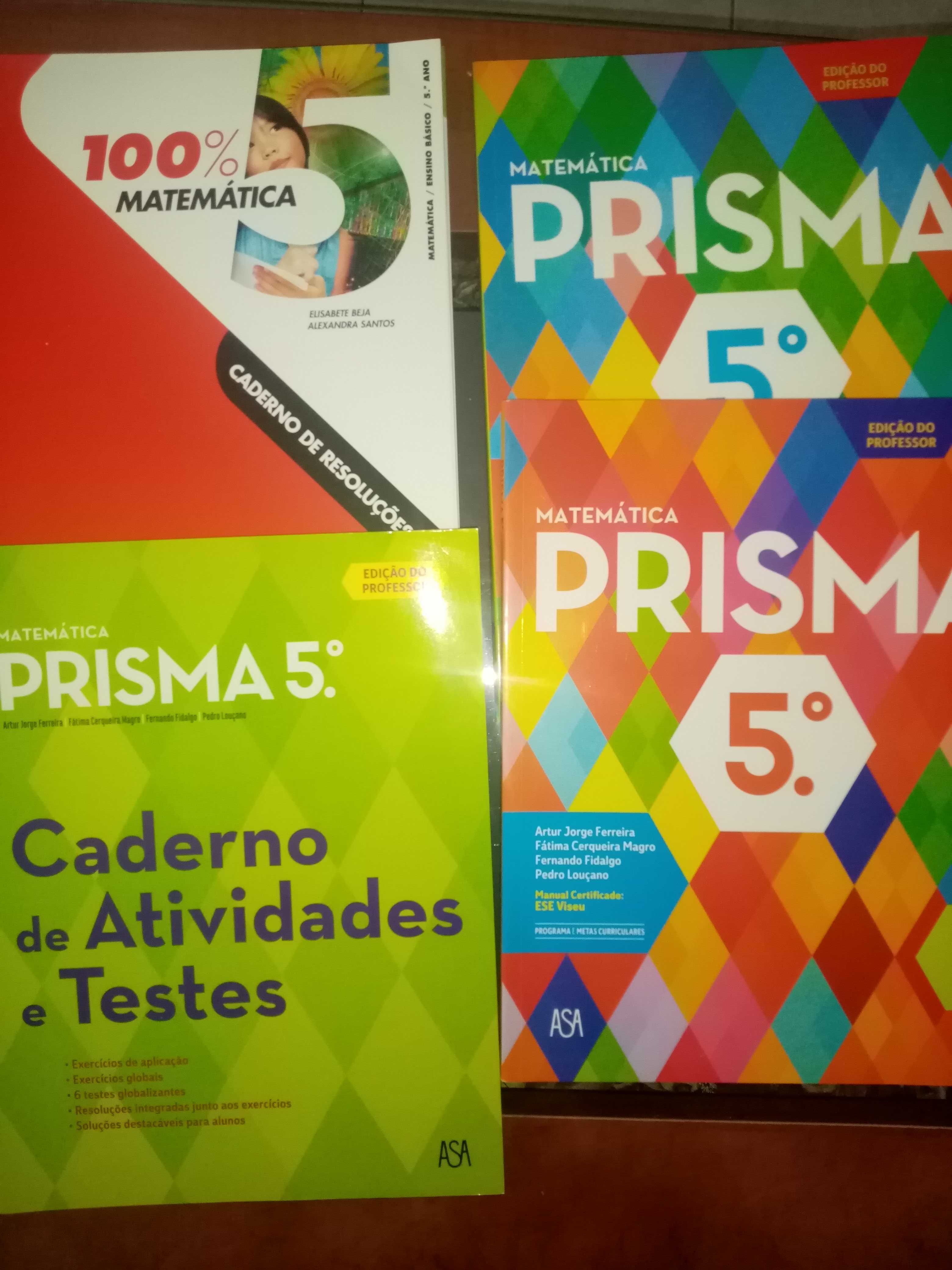 Livros professor 5 6 9 11 MSI Prisma Cinco 100% Matemática